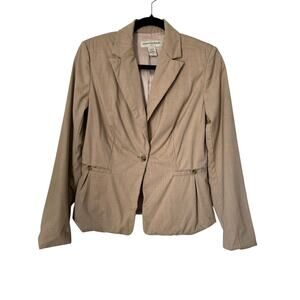 Banana Republic Blazer Womens Size 4 Beige Wool Blend One Button Single Breasted